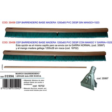 Scopa in Legno 1200x65 Dispenser in PVC Senza Maniglia