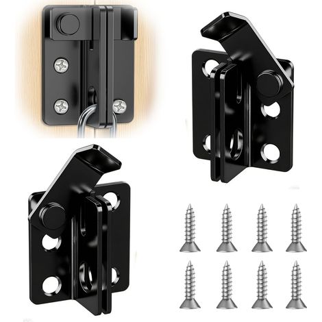 Verrou Porte Exterieur Coulissante Loquet Porte Interieure Serrure Volet, Verrou Portail à Bascule Boulon Loquet Porte Interieure pour Placard, Fenêtre et Jardin (noir) (1/5)