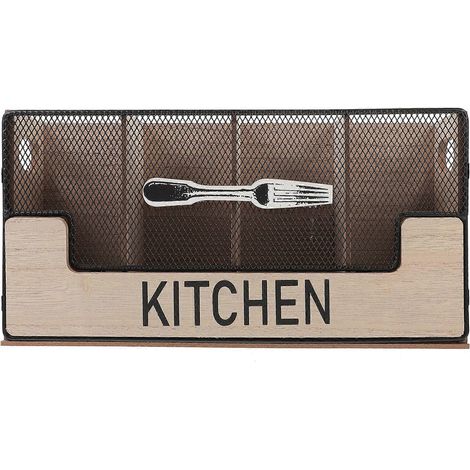 Porte-couverts de cuisine, boîte de rangement pour vaisselle de comptoir, organisateur de pailles et cuillères à plusieurs compartiments (1/2)