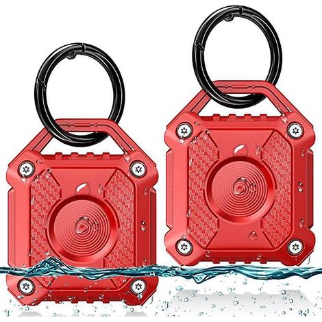 porte-tiquette D'air En 2 Pices (rouge), Botier D'tiquette D'air En Tpu Dur Tanche, Protection Complte 360 , Adapt Aux Appareils De Suivi Gps App (1/5)