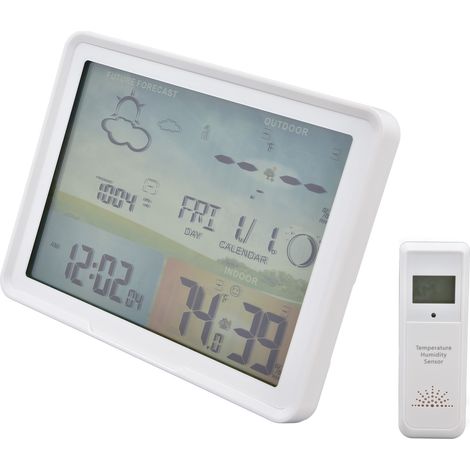 LCD-Thermometer mit Wettervorhersage für Innen und Außen, inklusive RCC-Empfangsfunktion und 100–240 V EU-Stecker (1/5)