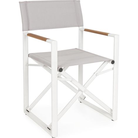 Klappbarer Regiestuhl "Lagun" aus Aluminium mit schmutzabweisendem Stoff -Weiss