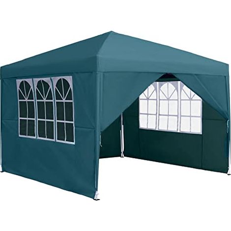 Pavillon 3x3m Faltpavillon Wasserdicht Stabil Winterfest Faltbar Gartenpavillon mit 4 Seitenteilen & Fenstern & Tragetasche Weidezelt Gartenzelt UV-Schutz Grillpavillon Partyzelt, Grün NAIZY (1/5)