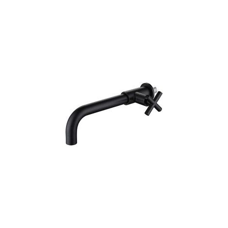 G1/2 Robinet de lavabo mural à eau froide noir avec aérateur à poignée unique, force croisée ouverte, adapté aux lavabos