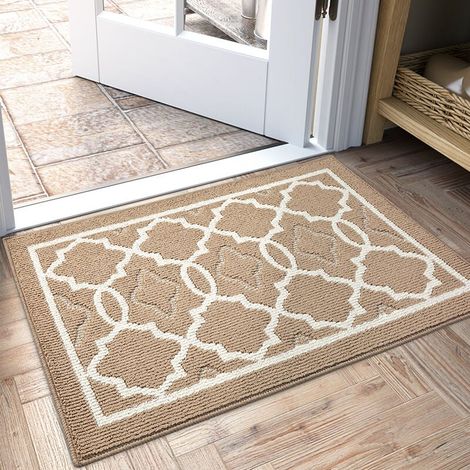 Tapis de Porte Intérieur et Extérieur Absorbant Résistant,Tapis d'entrée Lavable en Machine,Anti-Poussière - x cm,Marron 50 80 (1/5)