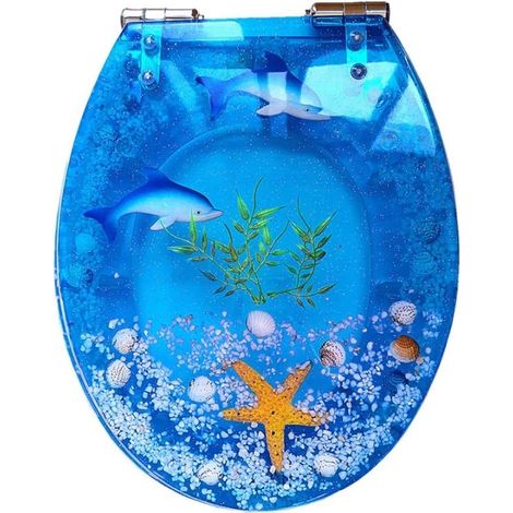 Fische U Boot Ozean Unterwasser WC Sitzbezug aus Harz WC