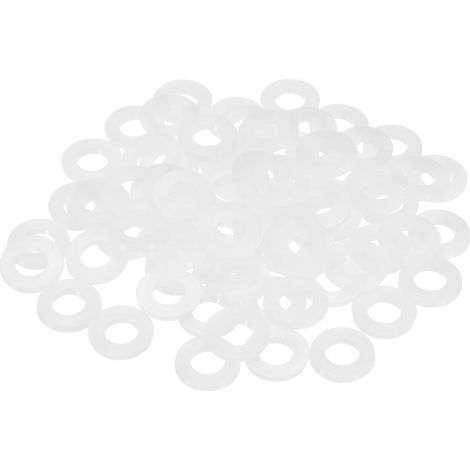 Rondelle Plate En Nylon M8, 125 Pcs 8mm Alésage 16mm Diamètre Extérieur 2mm Épaisseur Joint D'Étanchéité En Plastique Espaceur Pour Vis À Serrer Brides Robinet Vannes Tuyaux, Blanc (1/5)