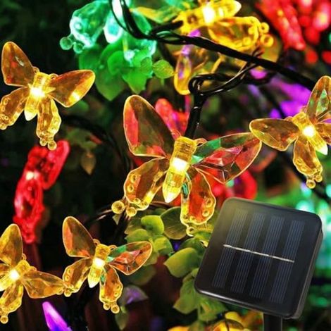 Guirnalda de luces solares para exteriores con forma de mariposa: 8 metros de iluminación ambiental con 40 LED y 8 modos de luz (1/5)