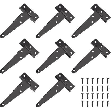 Bisagra en T para puertas metálicas galvanizadas de alta resistencia – 122 mm × 122 mm, 1,2 mm de espesor, rotación de 270°, paquete de 8 (1/4)