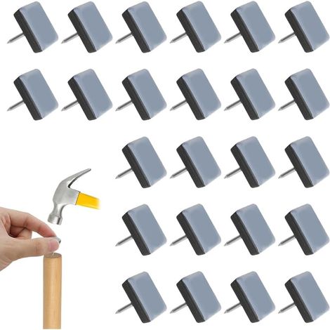 (22 x 22 mm) Packung mit 50 Teflon-Möbelgleitern, Möbelgleiter mit Nägeln, Stuhlgleiter zum Annageln (1/5)