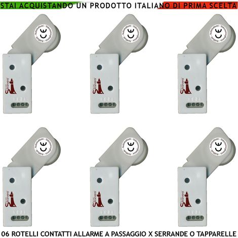 Antifurto Contatto per Serranda 6 Pezzi Rotello Protegge le Tapparelle dal Sollevamento la Rotella Antiusura Spinta da Molla Muove lo Switch che Genera Impulsi Veloci 50 mS Necessita di Conta Impulsi (1/2)