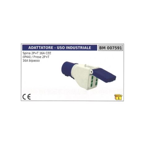Industrie-Zwischenstecker 2-polig+Erde 16A CEE (IP44) / Steckdose 2-polig+Erde 16A