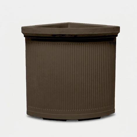 Vaso da esterno angolare in polietilene Millerighe Angolo - Marrone (1/3)