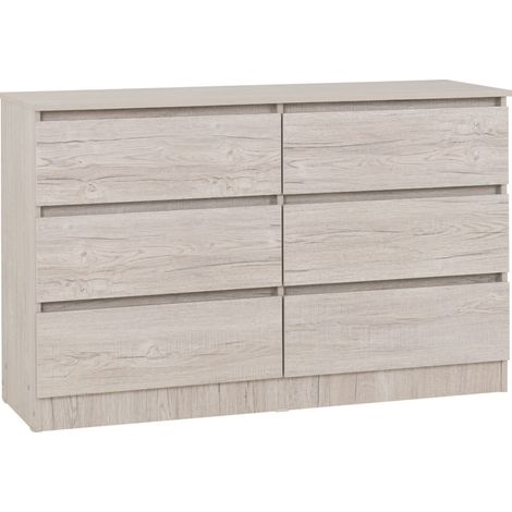 Malvern 6 Drawer Chest - L40 x W121.5 x H77 cm - Urban Snow (1/5)