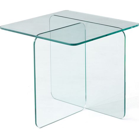 Beistelltisch aus transparentem gehärtetem Glas, gebogen 45x45x41 cm MODENUIT (1/5)