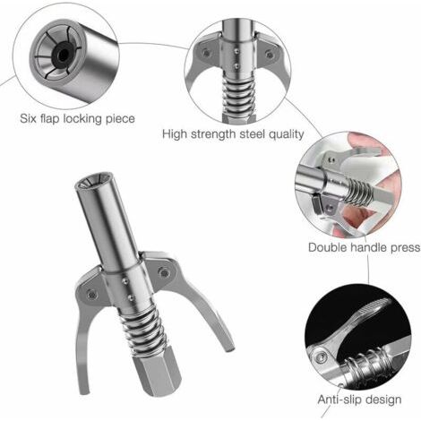 2X Coupler G pour Pompe à Graisse avec Tuyau Flexible,avec Tous Les Pistolets Graisseurs 1/8 Embout Pompe à Graisse, Coupleur pour Pompe à Graisse, Raccord de Pistolet à Graisse Compatible (1/3)