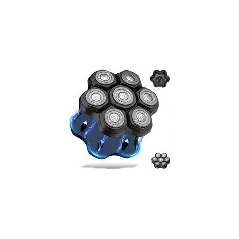 Têtes de rechange pour rasoir magnétique — 7 lames rotatives étanches à double anneau pour hommes chauves — Compatible avec Freebird, Wyklaus et Shpavver (Noir) (1/5)
