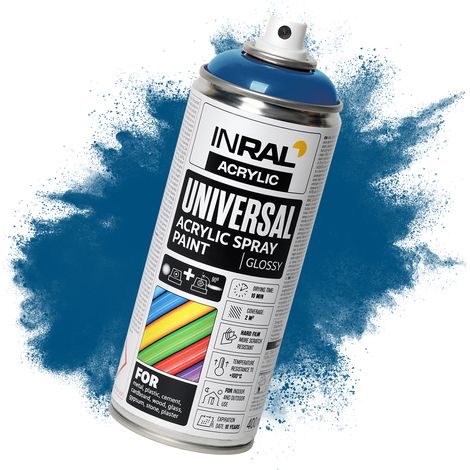 Peinture aérosol acrylique INRAL - bombe spray multi-support RAL5010 bleu gentiane brillant, séchage rapide, intérieur/extérieur - 400 ml