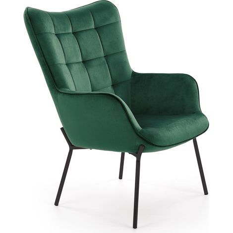 Sillón Houston 868, Verde oscuro, 97x71x79cm, Tapiz, Patas: Metal, 0 (1/2)