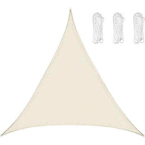 Voile d'ombrage Triangulaire de 3 m x 3 m x 3 m, avec kit de Fixation, auvent de Protection Solaire Anti-UV étanche, Bloc UV à 98%, pour extérieur, Jardin, terrasse, Cour (crème) (1/5)