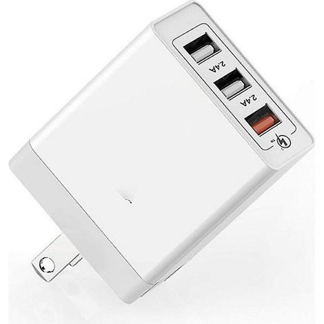 un Chargeur Multi-ports Usb Qc3.0 Tte De Charge  Charge Rapide 2.4a Double Port Us Angle De Pliage Standard Adaptateur 30w (1/3)