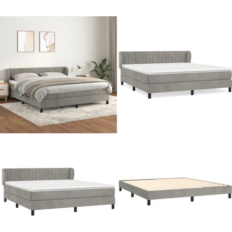 Sommier à lattes de lit et matelas Gris clair 180x200cm Velours - Lit Tapissier - Lit Velours - Lit Double - Literie - Chambre À Coucher - Home & Living (1/5)