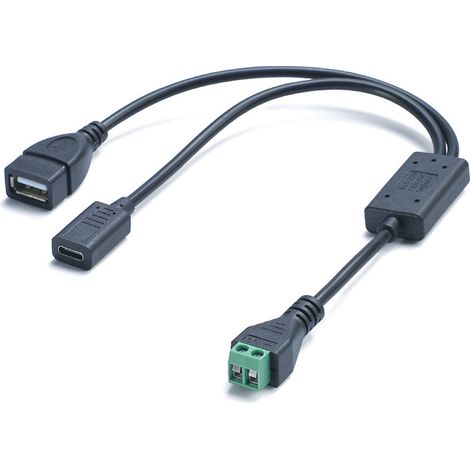 2-poliger DC-Abwärtswandler auf weiblichen Typ-C + weiblichen USB-Splitter, 3A Stromstärke, geeignet zur Stromversorgung von Smart-Geräten. (1/4)