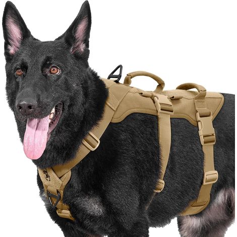 Harnais pour chien, harnais tactique T-Bone avec 2 poignées, résistant aux évasions, réglable, harnais pour chien pour la chasse, la randonnée, l'entraînement, la promenade, les activités de (1/5)