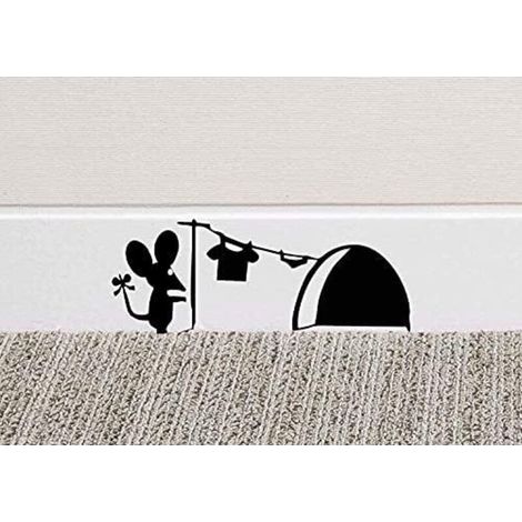 18x7cm Autocollant mural en vinyle représentant une trou-maison de souris, pour plinthe (1/5)