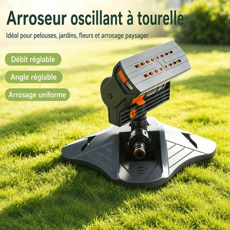 Arroseur Rotatif Automatique pour Pelouse et Jardin en Plastique ABS Portée 8m Jet Direct et Oblique 500 g – Livraison gratuite (1/5)