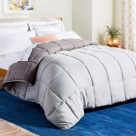 Linenspa Trapunta in Microfibra – Piumino 4 Stagioni – ultra morbido – Piumone Singolo (135 x 200 cm) – Pietra/Carbone (1/5)