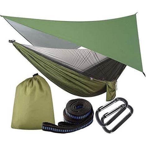 Camping-Hängematte 290 x 140 cm – Belastbarkeit: 200 kg – Atmungsaktives Moskitonetz – Wasserdichte Schutzhülle