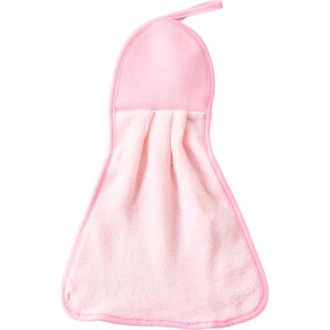 Serviette absorbante suspendue en polaire corail pour sécher les mains, idéale pour la salle de bain et la cuisine (rose) (1/5)