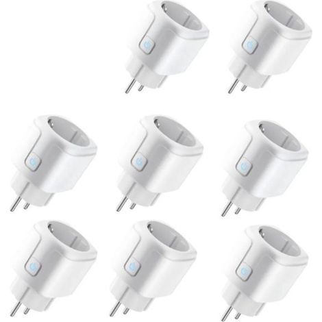 Conjunto de 8 enchufes inteligentes Wi-Fi,con conexión inalámbrica,potencia máxima de 2000 vatios,corriente máxima de 16 amperios y temporizador