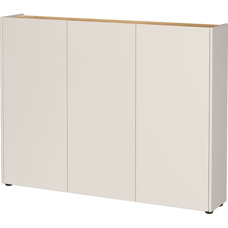 Flurschrank Schuhschrank 138cm in Beige mit Eiche LAPUA-01 ideal für schmale Flure (1/5)