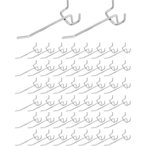50X Crochet pour Panneau Perforé Mural, Acier Massif de 5 mm avec Revêtement Antirouille, pour les Garages, Remises à Outils, Ateliers(10 cm) (1/5)