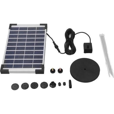 Kit de pompe à eau solaire 5W, 75cm de hauteur, 180cm, fontaine efficace avec 6 buses pour jardin extérieur, DC 10V. (1/5)