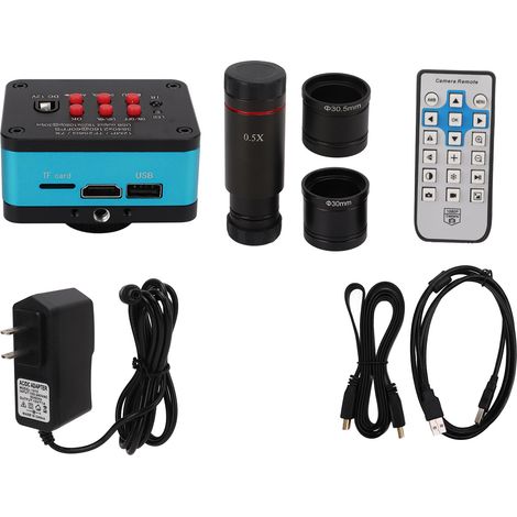 Caméra microscope industrielle 4K 12MP 60FPS avec objectif 0,5X, caméra numérique HD pour inspection électronique, alimentation AC100-240V prise US