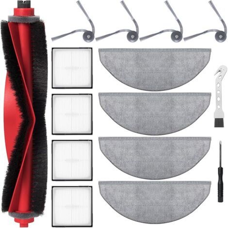 Accessoires Set pour Roborock Q10 X5 / Q10 X5 + Aspirateur robot, pièces de rechange contiennent 1 pinceau principal, 4 filtres HEPA, 4 , 4 brosses latérales, 1 tournevis, 1 pinceau (1/5)