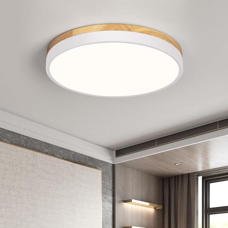 LED-Deckenleuchte, moderne weiße Deckenleuchte, 30 cm Holz-Deckenleuchte, 24 W runde Deckenleuchte für Wohnzimmer, Schlafzimmer, Küche, Flur, Esszimmer, 4000 K [Energieklasse A]