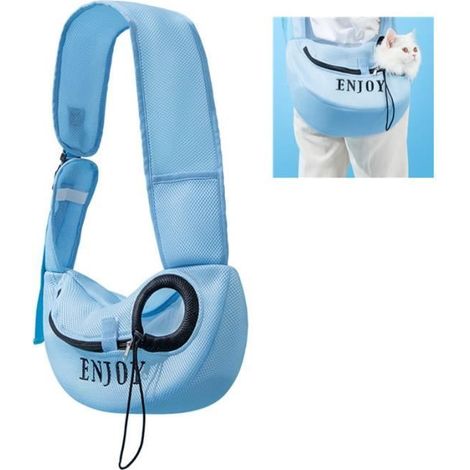 Sac Bandoulière Transport Chien/Chat en Respirant Maille pour Animaux de Compagnie Sling Sac Transporteur Sac de Transport et (1/4)