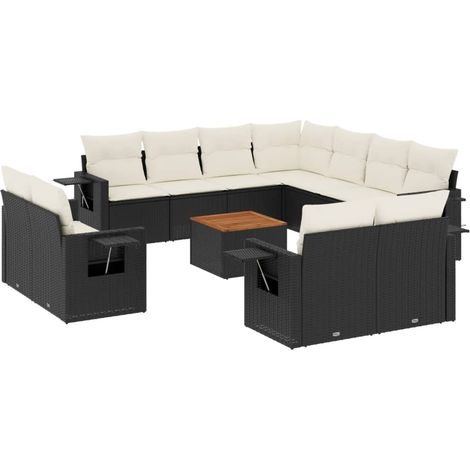 Maison Exclusive - 12-tlg. Garten-Sofagarnitur mit Kissen Schwarz