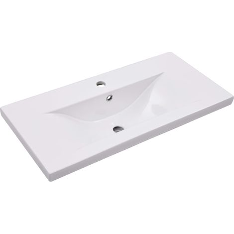 Lavabo encastré 81 x 39,5 x 18,5 cm Céramique Blanc (1/5)