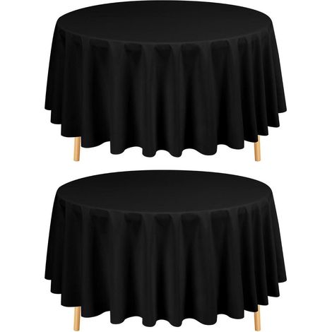 Lot de 2 nappes noires 229cm Rond Polyester Résistant aux plis