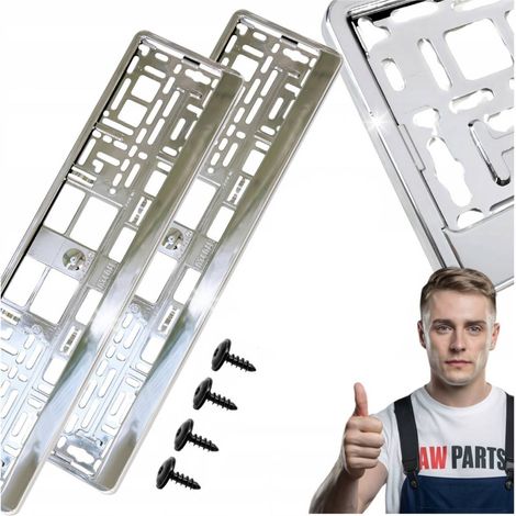 Cornici portatarga color argento metallizzato, 2 pezzi (1/5)