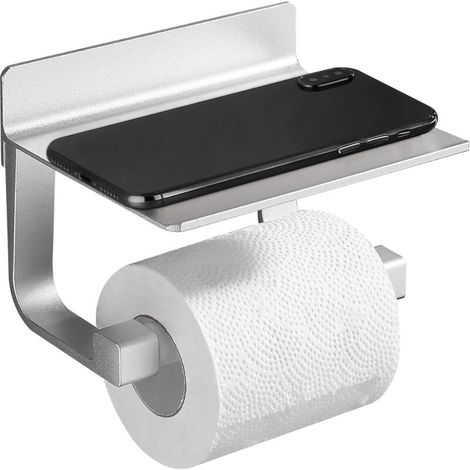 Toilet Paper Holder, Heavy Duty Toilet Paper Roll Holder, Self-Adhesive, Silver Metal