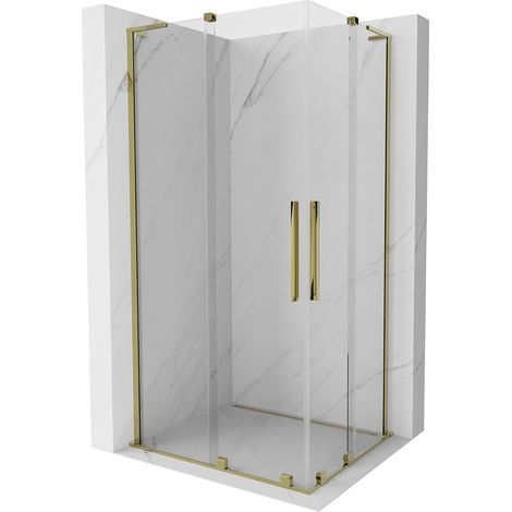 Mexen Velar L Duo cabina de ducha deslizable 100 x 90 cm, transparente, dorada - 871-100-090-02-03-50 (1/5)