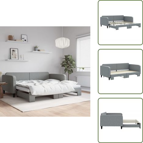 Sofa-Bett - vidaXL Tagesbett Ausziehbar Hellgrau 100x200 cm Stoff - Stoffbett