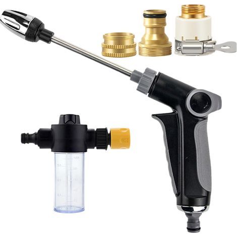 Buse haute pression pour tuyau Pulvérisateur en d'aluminium léger à puissant, buse pulvérisateur pour tuyau de jardin, irrigation, nettoyage de pelouse, robinet extérieur, lavage de (1/5)