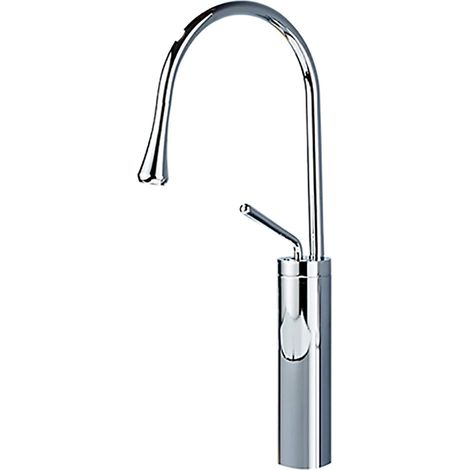Robinet de lavabo haut en chrome argenté, mitigeur de salle de bain en laiton avec bec pivotant à 360° (1/5)